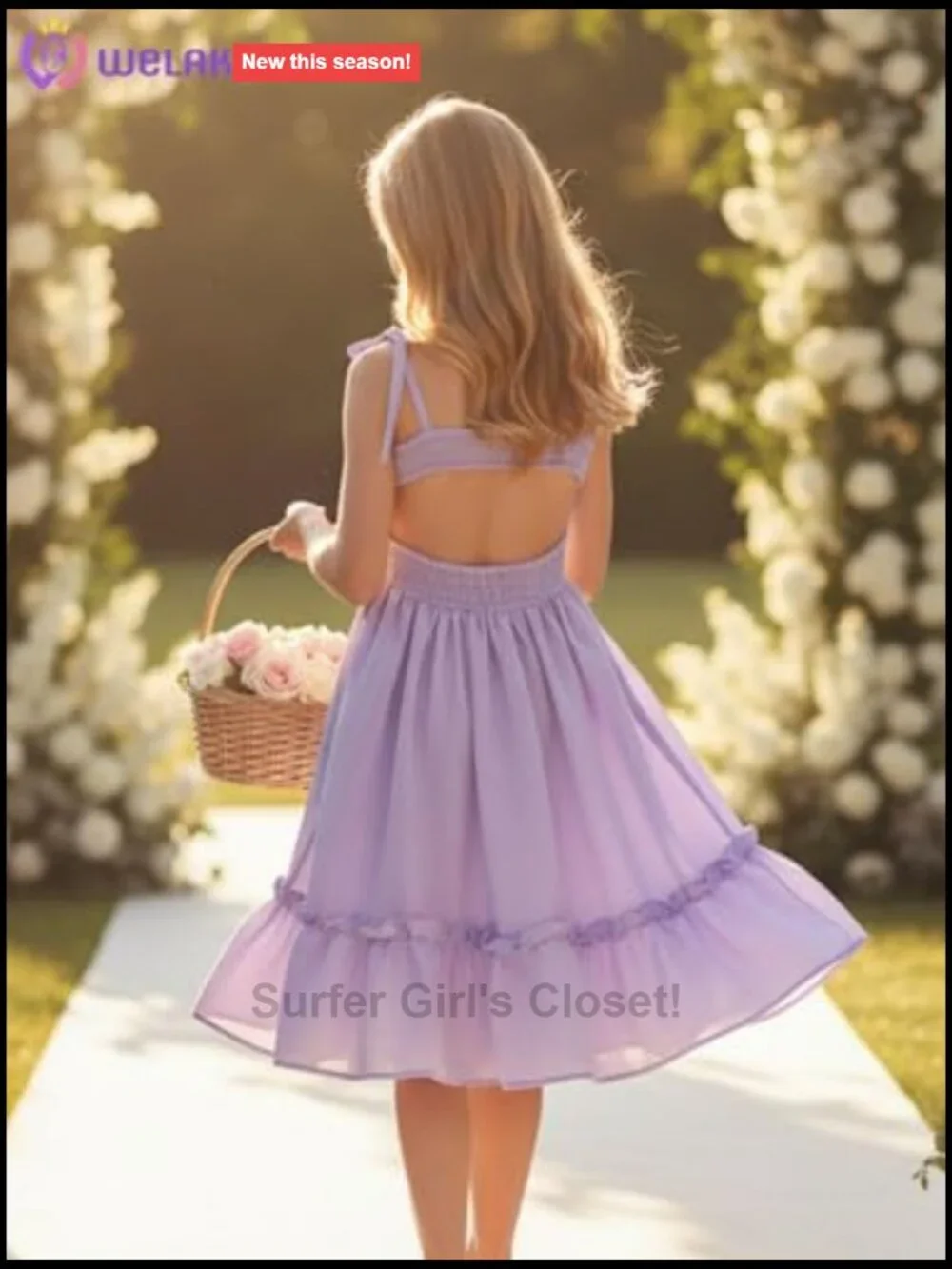 Girls A-Line Spaghetti Strap Open Back Twirl Sundress
